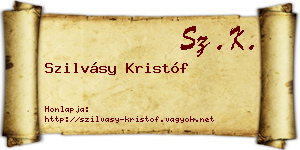 Szilvásy Kristóf névjegykártya