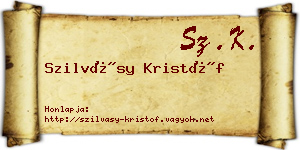 Szilvásy Kristóf névjegykártya